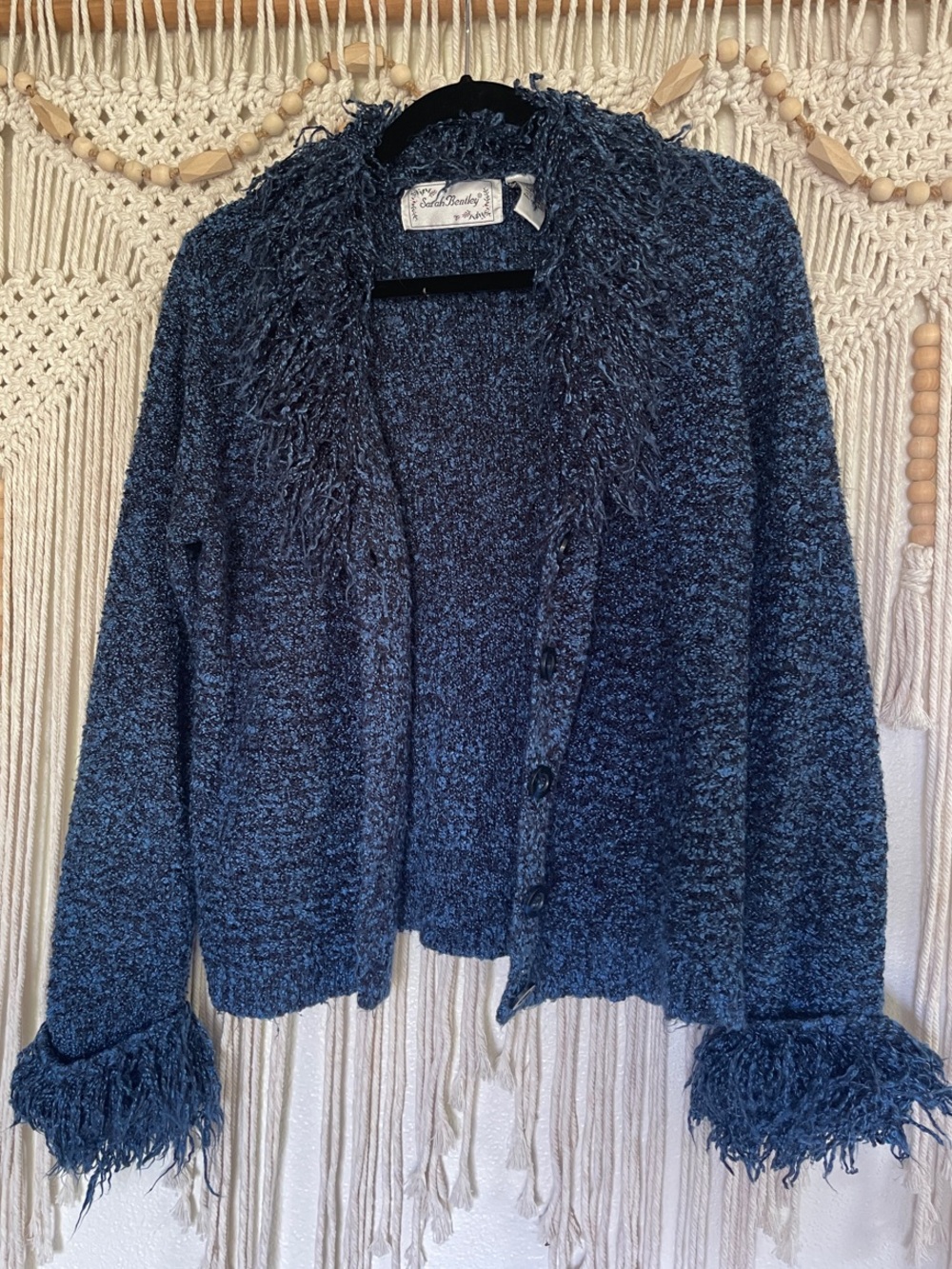 Cozy Navy Fringe Cardigan Sweater - Women's